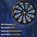 21" 21x10.5 Inch New Rear Wheel Rim Compatible with Tesla Model Y 2020 2021 2022 2023 2024, Black Alloy Rim OEM Direct Replacement Rims, 118822700B