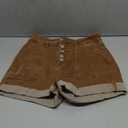 Womens Jean Shorts High Waisted Stretchy Buttoned Folded Hem Zimbaplatinum Denim Shorts, Size 6, Brown