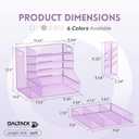 DALTACK Mesh Desk Organizer, 5-Tier Paper Letter Tray with File Holder & Pen Holder & Sliding Drawer, Desktop Organizer and Storage for Desk Accessories Office Supplies, Purple
