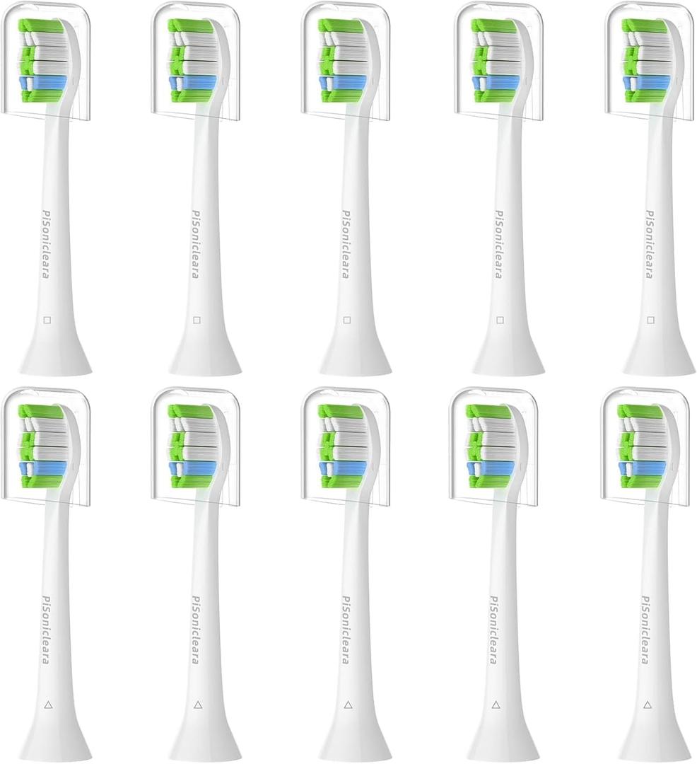 Pisonicleara Replacement Toothbrush Heads(10-pc) Compatible with Philips Sonicare Click-on Electric Tooth Brush Refill 4100 Hx6920 Hx9023 Plaque Control