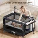 GAIVE 4 in 1 Baby Bassinet, One-Push Setup Pack and Play, Bedside Crib Sleeper with 3 Height AdjustableDiaper Changer, Come with Comfy Mattress, Rotating Toy Bar, from Infants to Toddlers (Black)