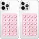 Galundge 2 Pack Silicone Suction Phone Case Mount, Non Slip Sticky Grip for Cellphone, Silicon Adhesive Suction Cup Mount, Strong Grip Holder for Selfies and Videos (Light Pink)