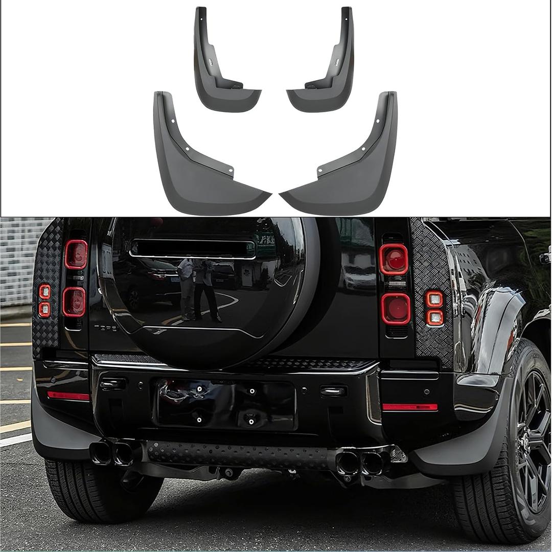 Mud Flaps for Land Rover Defender 90 110 2020‑2026 Matte Black 4‑Piece Set