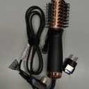 Travel Dual Voltage Hair Dryer Brush, Small Hot Air Brush for European Travel, Compact 2 Inch One Step Blowout and Volumizer Hair Blow Dryer with Oval Design, Rose Gold