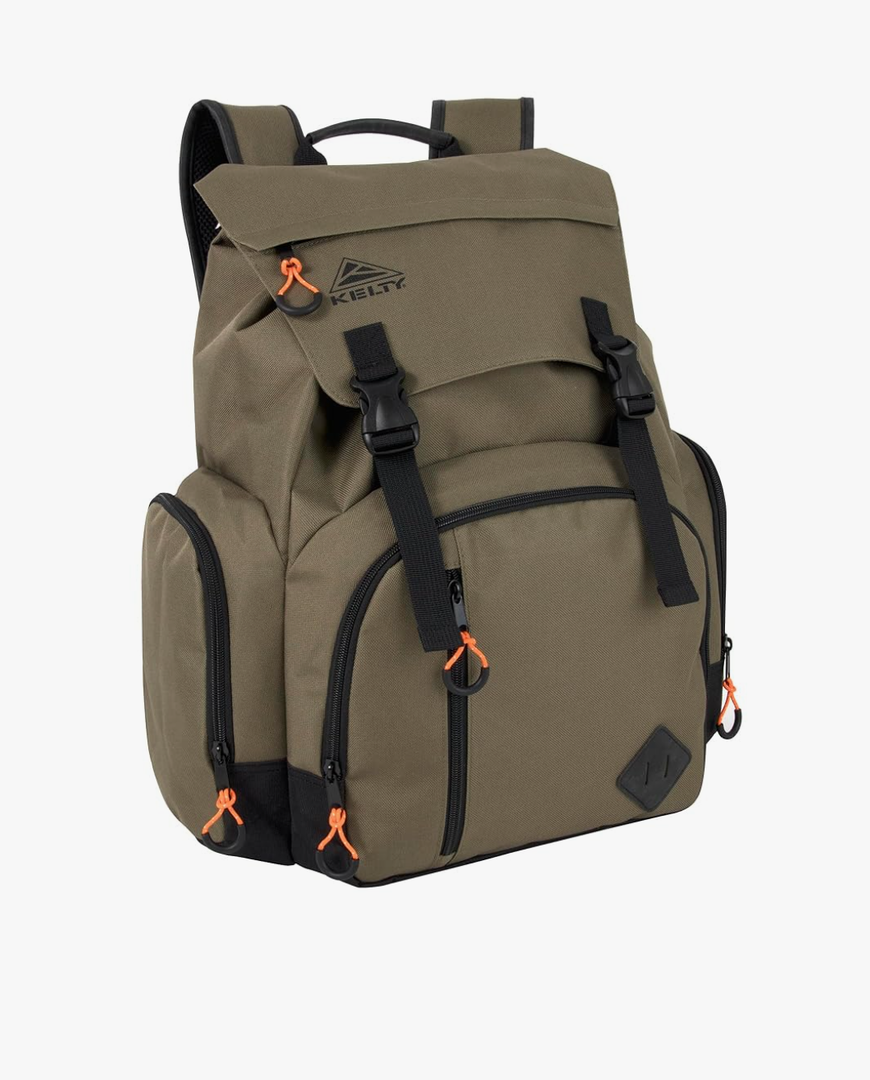 Kelty Hiking Backpacks 23 L Canvas Travel Laptop Backpack for Men Women, 18" Business Work Rucksack College Computer Bag (Olive Travel Pack)