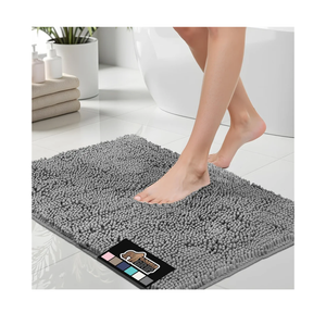 GORILLA GRIP Bath Rug Mat, Thick Soft Absorbent Chenille, Quick Dry Microfiber Mats, Rubber Backing Machine Washable Shower Floor Rugs, Bathmat Runner, Bathroom Home Decor Accessories, 24x17, Grey
