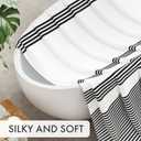 AmazerBath Long Shower Curtain, 72x78 Striped Black Fabric Shower Curtain Set with 12 Shower Curtain Hooks, Rustic Cloth Black and White Shower Curtain, Farmhouse Bathroom Shower Curtain Sets