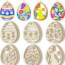 36Pc Easter Ornaments,DIY Wooden Easter Eggs Unfinished Wood Chips That Can Be Painted,Suitable for Craft Making Hanging Decorations Spring Party Events and Art Projects