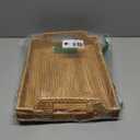 Wicker Tray Rectangle with Handles, Handmade Rattan Natural Woven Tray, Rattan Serving Wicker Trays for Decor Storage, Coffee Table Basket Trays for Breakfast Bread Fruit Snack