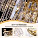 TOCHIC Gold Chandelier 5 Tier Modern Crystal Chandeliers 8 Light, Farmhouse Luxury High Ceiling Light Fixture for Dining Living Room, Bedroom, Bathroom, Kitchen Island, Entryway, 21.6" W
