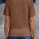 Dokotoo T-Shirts Cable Knit Short Sleeve Texture T-Shirt for Women Tee Tops | T Shirts for Women Summer Tops for Women Short Sleeve Tops Casual Tops for Women Cable Knit Textured Knit Top Basic Tee Shirt (Brown, XL)