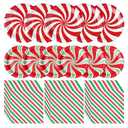 Uiifan 300 Pcs Christmas Paper Plates and Napkins Sets Peppermint Candy Disposable Tableware Decor 200 Red Striped Round Candy Paper Dinner Plates 100 Candy Paper Napkins for Xmas Candy Party
