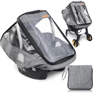 Car Seat Rain Cover,Infant Car Seat Weather Shield,Waterproof,Windproof Protection,Protect from Dust Snow,Rain Cover Features Quick-Access Zipper Door and Ventilation,(Gray Melange)