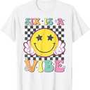"Six Is A Vibe" 10th Birthday Groovy Smile Face BLUE , 10 Years Old