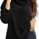 UNCLECAT Women's Oversized Turtleneck Sweaters Winter Long Sleeve Pullover (Black, M)