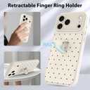 KANGHAR Compatible with iPhone 17 Pro Max Case 2025, Silicone Spot Cute Pattern, Wristband Kickstand Camera Protection Soft Slim Cover for Girls Women -White