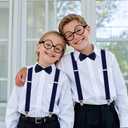 4Pcs Kids Boys Suspenders Bowtie Set with Black Glasses Newsboy Cap for Boy Girl Wedding 100 Days of School Costume