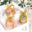 JOERSH 3x3x3 Inches Clear Favor Boxes with Gold Gift Ribbons 30 PCS Transparent Plastic 3 Inch Mini Cube Gift Packaging Box for Party favors, Treats and Minigifts
