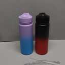 Water Bottle, 16 oz Water Bottles with Straw and Stickers, Stainless Steel Vacuum Double Wall Insulated cup,Water Bottle for School, Gifts for Girls (16OZ BLACK RED+16OZ PURPLR BLUE)