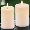 Gmnee 3"x4" Outdoor Waterproof Flameless Candles with Remote and Timers, LED Candles, Battery Operated Candles, Electric Fake Pillar Candles for Patio, Porch, and Lanterns Decor (Ivory)