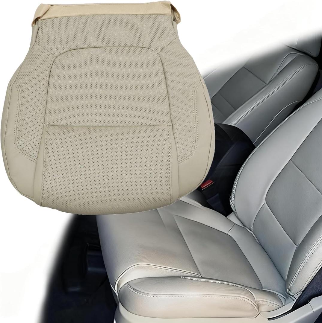 Mythoria Driver Side Bottom Replacement Perforated Leather Seat Cover Light Gray #CL Compatible with Ford Explorer Limited, Sport, XLT, 2WD, AWD, 4WD 2011 2012 2013 2014 2015