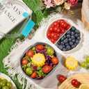 Small Salad Container for Lunch-35oz Divided Bento Box Lunch Box for Fresh Meals,Portable Salad Bowls To Go with 2-Compartment Tray Meal PrepLeak Proof Tritan Lid, Dishwasher & Microwave Safe (Gray)