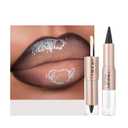 BAISEN DIARY 2-in-1 Double-Ended Matte Lip Liner & Lip Gloss Duo, Cool Nude Brown Ombre Lip Combo Pencil, Lip Liner and Lipstick Gloss Set for Defined & Fuller Looking Lips, #01 Cool Nude Brown