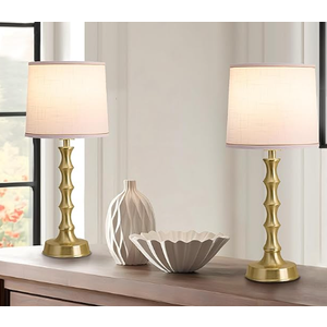 24" Small Table Lamp for Bedroom, Gold Bedside Lamps for Nightstand Set of 2, Small Gold Lamps for Living Room Set of 2, Modern Accent Lamp for End Table, Kitchen, Small Lamps for Kids Room