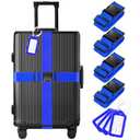 8 Pack Luggage Straps and Tags Set (4 Straps, 4 Tags), Luggage Straps for Suitcases TSA Approved Suitcase Belt Luggage Tags, Blue