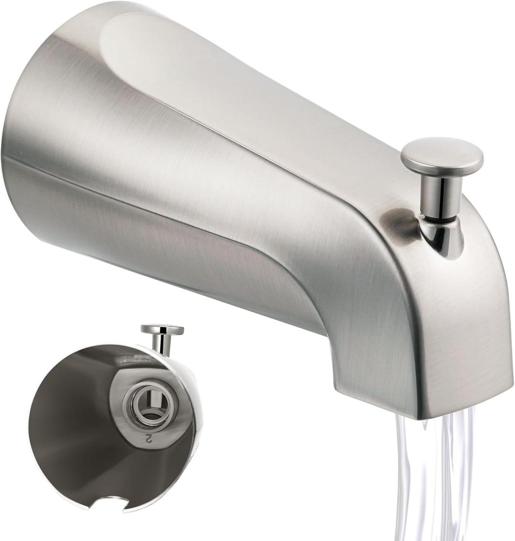 Dreyoo Bathroom Tub Spout Compatible with Westbrass E531D-1F-62, Fits 4 Inch Reach Wall Front Mount Tub Spout with Shower Diverter 1/2'' IPS Inside Thread Bathtub Faucet(Brushed Nickel)