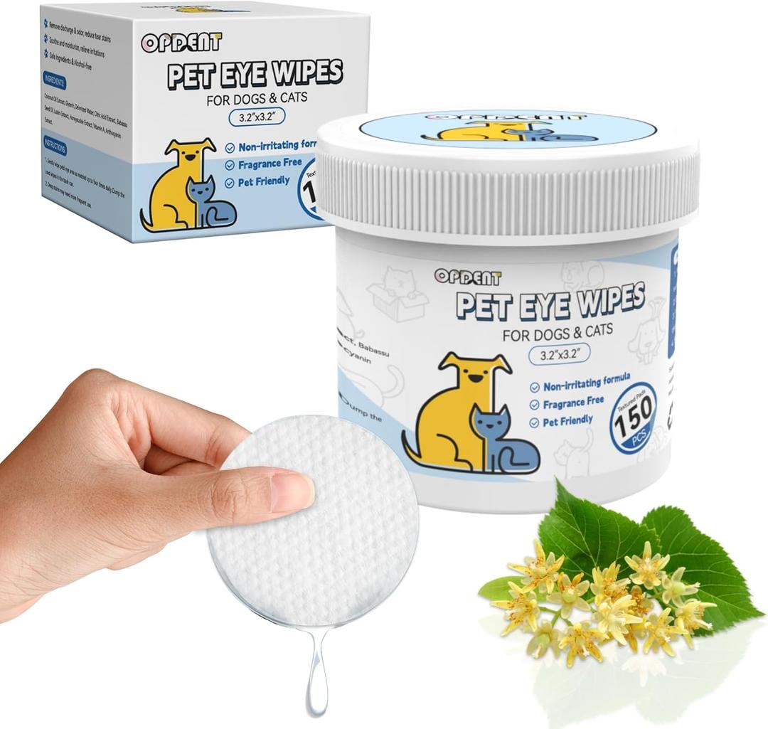 150Pcs Eyes Wipes for Dogs - Tear Stain Remover for Dogs - Dog Eye Cleaner, Eye Debris, Discharge, Mucus Secretions - Eye Wipes for Dogs & cat Eye Wipes (3.2 Extra Large)