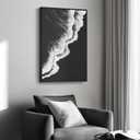 Framed Black and White Abstract Beach Canvas Wall Art, Modern Minimalist Art Prints Paintings Artwork for Walls, Ocean Wave Pictures for Living Room Dining Room Bedroom Bathroom Wall Decor 24x36 In