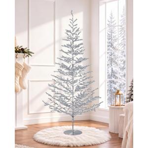 5ft Silver Christmas Tree, Retro Aluminum Christmas Tree, Tinsel Trees