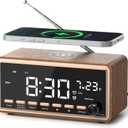 Digital Alarm Clocks Radio for Bedrooms,FM Radio & White Noise Sound Machine with Timer,Bluetooth Speaker,Dual Alarm Clock with Wireless Charging,Dimmable Big LED Display,Holiday Gifts for Men Women