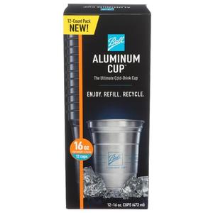 Ball Aluminum Cup, The Ultimate 100% Recyclable Cold-Drink Cup, 16 oz (12-Count Pack) (EXP 11/30/26)