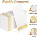 KAMMAK White Dinner Paper Napkins with Pocket Disposable 100 Pack Yellow Trim Linen Feel Wedding Reception Napkins Hand Paper Towels Folded Lunch Napkins for Party, Bathroom (16 x 16 inch)