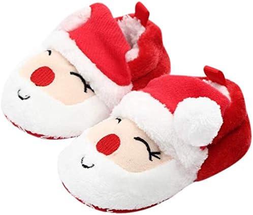 Baby Toddler Shoes Newborn Plush Warm Snow Boots Christmas Slipper Shoes Infant Winter Prewalker Boot Santa Claus Shoe (Multicoloured)
