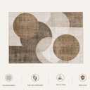 8x10 Brown and Beige Washable Soft Plush Area Rug for Living Room