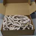 4 Pcs 36 ft Boho Christmas Wood Bead Garland Natural Vintage Wooden Beads Rustic Decorative Holiday Christmas Tree Garland Country Farmhouse Decor for Home Indoor Use(White)