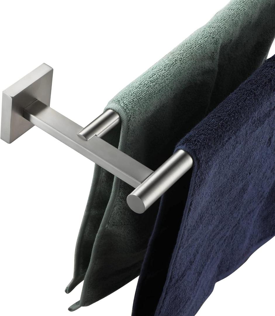 KOKOSIRI Towel Holder Bathroom Accessory Towel Bars with Two Rails Necklace Holder 32 Inch Brushed Nickel Stainless Steel B5005BR-L32