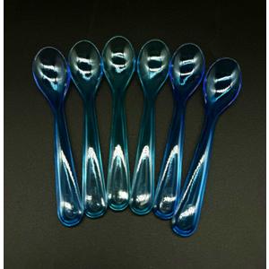 Egg Spoons / Children's Spoons Large Pack of 6 Plastic Transparent Blue