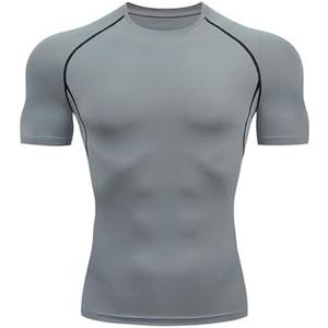 HYCOPROT Men's Compression Shirts Short Sleeve Athletic Workout T-Shirt Cool Dry Sports Baselayer Running Undershirts Tops, S