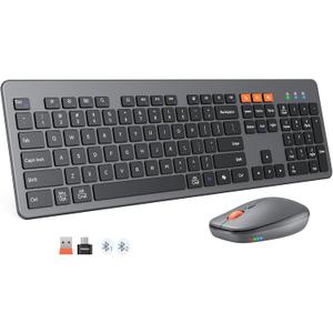 MEETION Wireless Keyboard and Mouse, Ultra Slim Multi-Device Bluetooth Keyboard Mouse, Low-Profile Full Size Keyboard, 1200-3200 DPI Mice, for Computer PC Laptop Tablet iPad, Windows/Mac/iOS (C9770-Black)