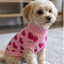 Valentine's Day Dog Sweaters for Small Dogs Heart-Shaped Patterned Solid Knitted Puppy Sweater Rose Red Dog Clothes for Spring Lightweight Chihuahua Clothes Warm Pullover Cat Outfit (Rose, Small)