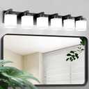 6-Light Black Bathroom Light Fixtures, E26 Base Vanity Lights for Bathroom Mirror Lamp with Milky White Square Glass Shade, Modern Wall Sconce Light Kitchen Light Fixtures Led Vanity