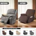 3 Pieces Stretch Recliner Chair Covers - Striped Pattern Slipcovers & Durable Furniture Protectors for Kids and Pets (1 Seater, Chocolate)