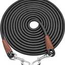 Tie Out Rope Dog Leash, Long Tether 8-10-13-15-20-25-30-35-40-50-65FT Nylon Check Cord for Medium Large Dogs Outdoor Playing Camping Backyard (Black, 3/8" x 25ft)