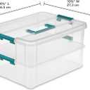 Sterilite 1427CLR Stack & Carry - 2 Layer Box, Clear Lid & Blue Handle, See-through layers