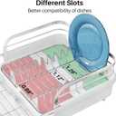 SNTD Dish Drying Rack, Expandable Dish Rack for Kitchen Counter, Stainless Steel Dish Drainer with Drainboard Set and Utensil Holder (White)