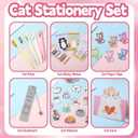 Cat Gifts for Cat Lovers Cat Office Supplies Canvas Tote Bag Spa Headband Cute Sticky Notepad Paper Clips Ballpoint Pen Cartoon Stickers Party Favor for Birthday Christmas Gifts